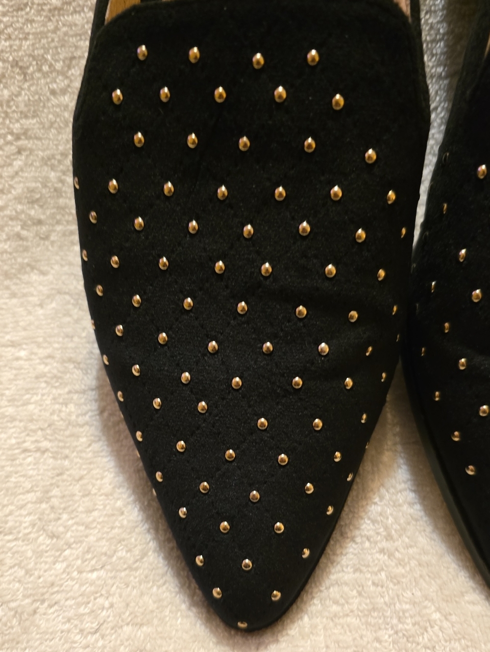 Shellys London Black Velvet Gold Studded Pointed Toe Mules 8.5 - Picture 10 of 13